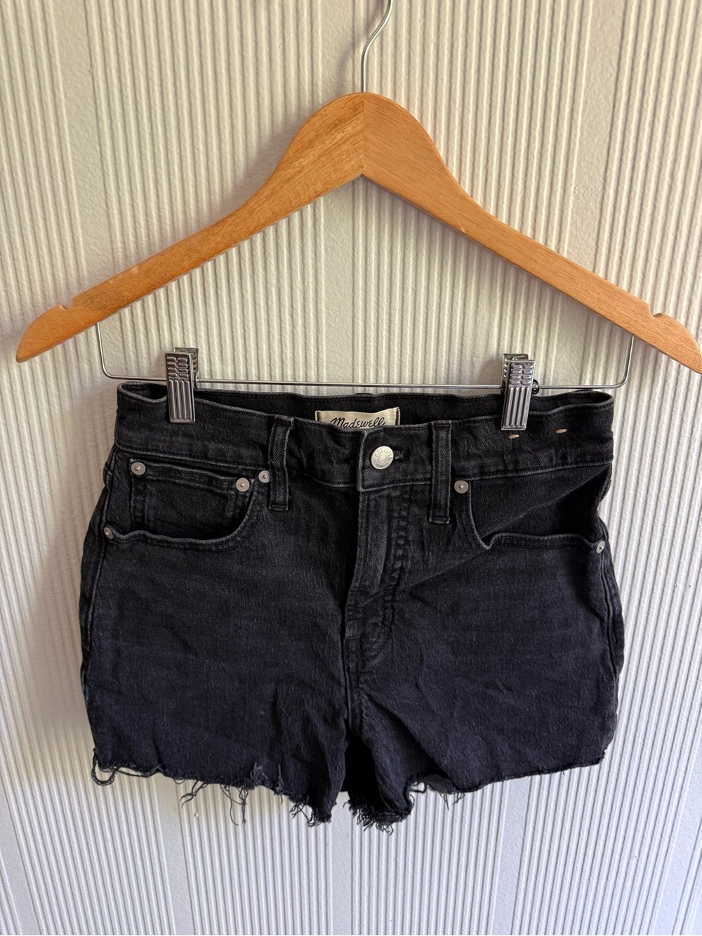 Madewell Black High-Rise Cutoff Denim Shorts